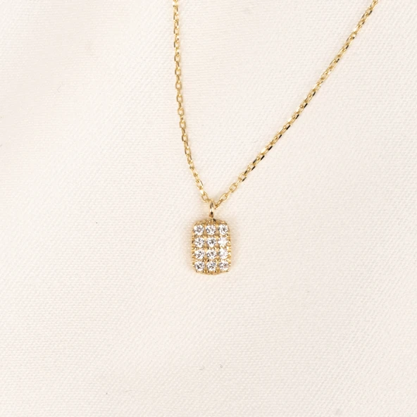 Altın Kolye - Zirkon Taşlı Minimal Tasarım 14 Ayar Altın Kolye - 2