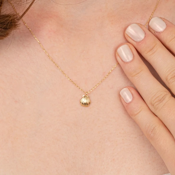 Altın Kolye - Mini İstiridye 14 Ayar Altın Kolye - 2