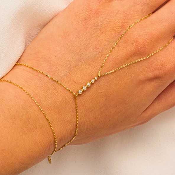 Altın Şahmeran - 14 Ayar Altın Sıra Taşlı Modern Tasarım Şahmeran - 3