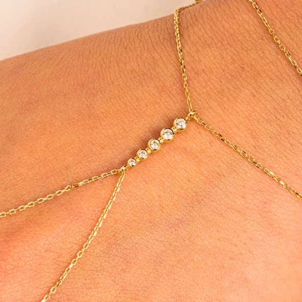 Altın Şahmeran - 14 Ayar Altın Sıra Taşlı Modern Tasarım Şahmeran - 4