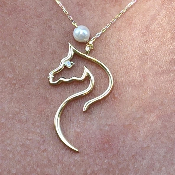 Altın Kolye - At Desenli 14 Ayar Altın Kolye