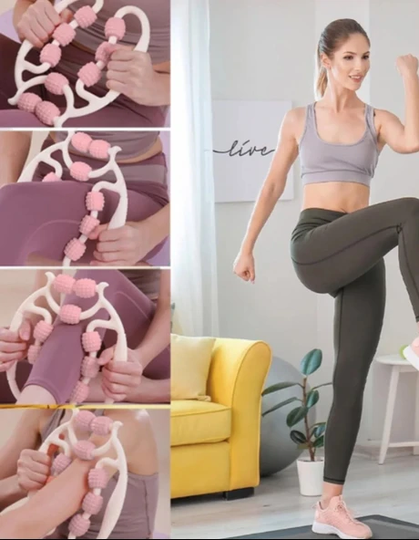 Kas Gevşetici Sıkılaştırıcı Masaj Aleti 9 Tekerlekli Lenf Drenaj Rulosu - Bacak Selülit Azaltıcı - Resim 2