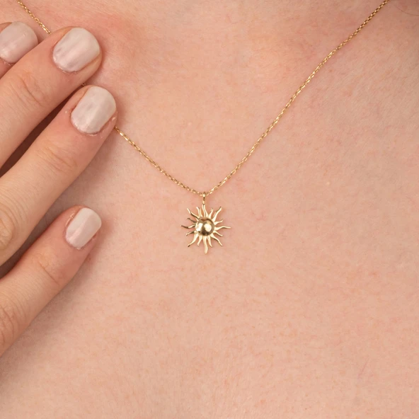 Altın Kolye - Güneş 14 Ayar Altın Kolye
