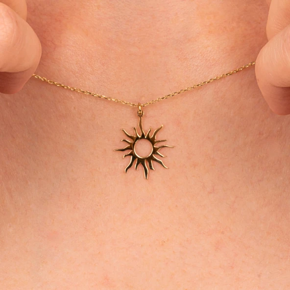 Altın Kolye - Güneş 14 Ayar Altın Kolye - Resim 3