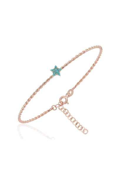 Altın Bilezik - Mini Firuze Yıldızlı Burgu 14 Ayar Altın Bilezik - 3