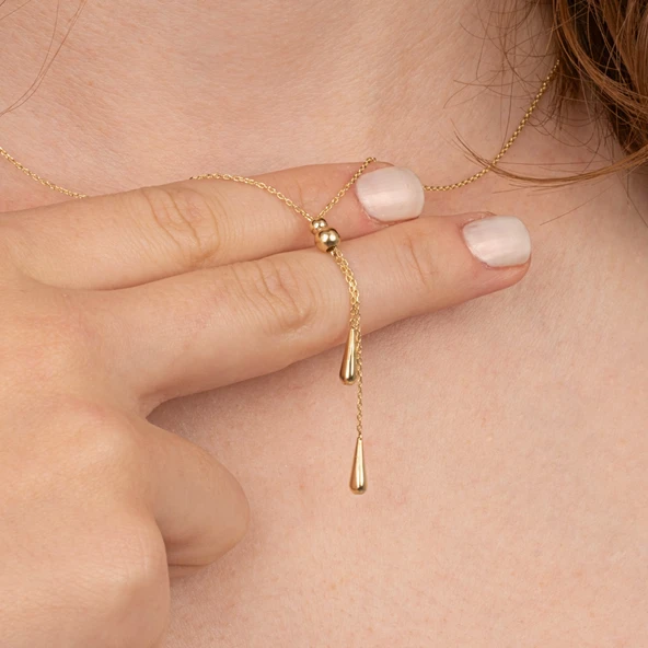 Altın Kolye - Aşk Düğümü Tasarım Modern Stil Taşsız Gösterişli 14 Ayar Altın Kolye - 2