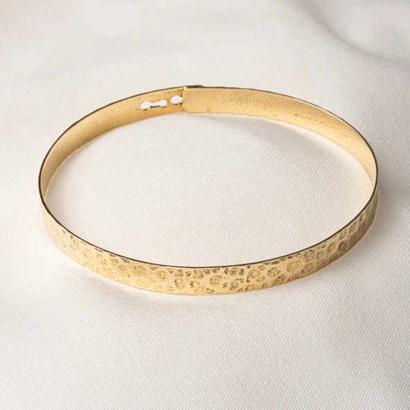 Altın Bilezik - Dövülü El İşçiliği Yeni Tarz Kelepçe 14 Ayar Altın Bilezik - 4