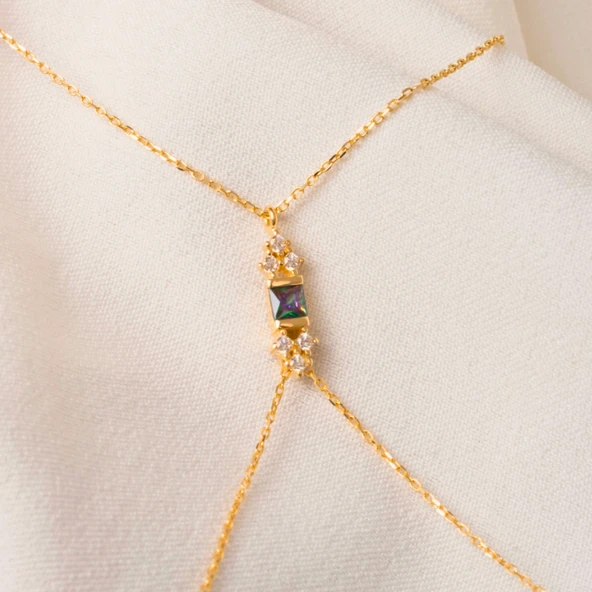 Altın Şahmeran - 14 Ayar Altın Prenses Kesim Mistik Topaz Taşlı Şahmeran - 7