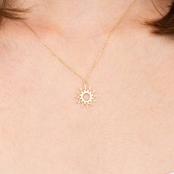 Altın Kolye - Güneş 14 Ayar Altın Kolye - 4