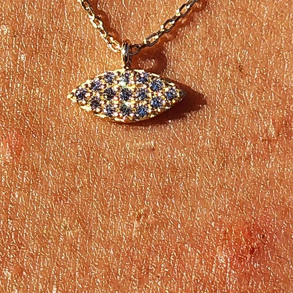 Altın Kolye - Mekik Formda 0.20 CT Pırlanta (Signty) Taşlı Tasarım Gündelik Tarz 14 Ayar Altın Kolye - 4