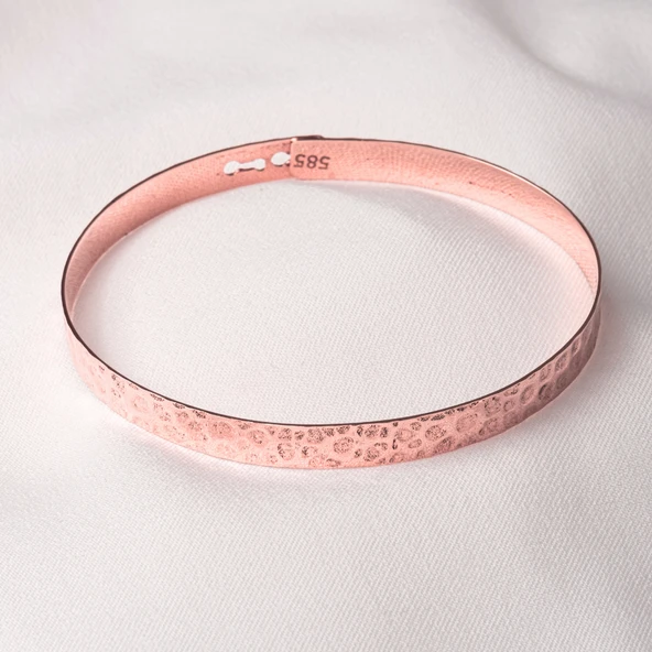 Altın Bilezik - Dövülü El İşçiliği Yeni Tarz Kelepçe 14 Ayar Altın Bilezik - 6