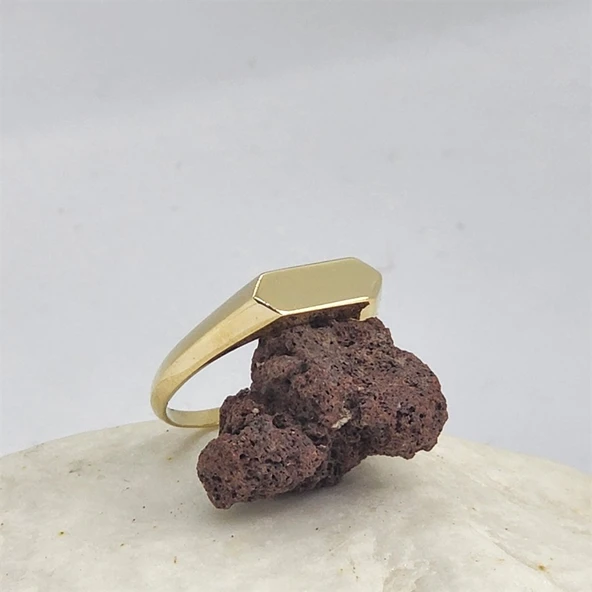 Şövalye Altın Yüzük - 14 Ayar Altın Şövalye Harf İsim Yazılabilir Yüzük - Kişiselleştirilir Yüzük - 4