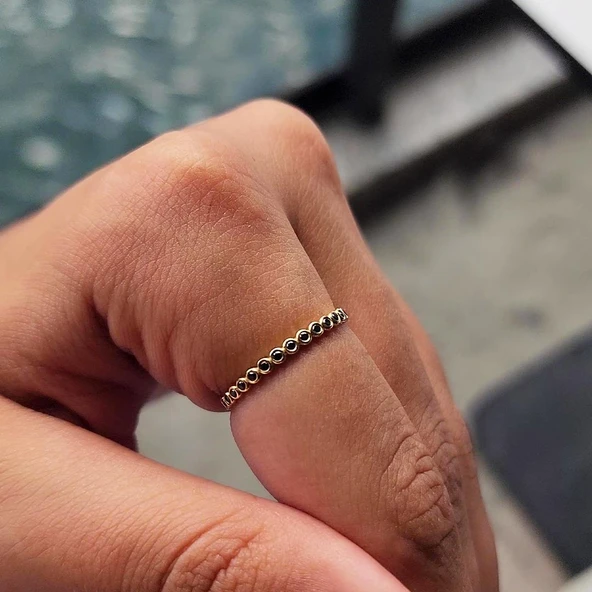 Tam Tur Altın Yüzük - 14 Ayar Altın Smoky Taşlı Evlilik Alyansı - Günlük Minimal Alyans - Resim 12