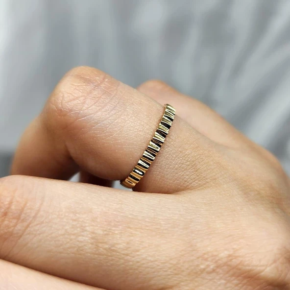 Taşsız Altın Yüzük - 14 Ayar Altın Taşsız Minimal Kadın Yüzük - Hediyelik Minimal Altın Yüzük - 24