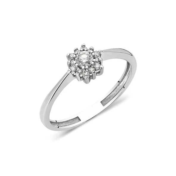 Tektaş Altın Yüzük - 14 Ayar Altın 0.50 Ct Gül Zirkon Taşlı Beyaz Altın Evlilik Teklifi Yüzüğü - Resim 3