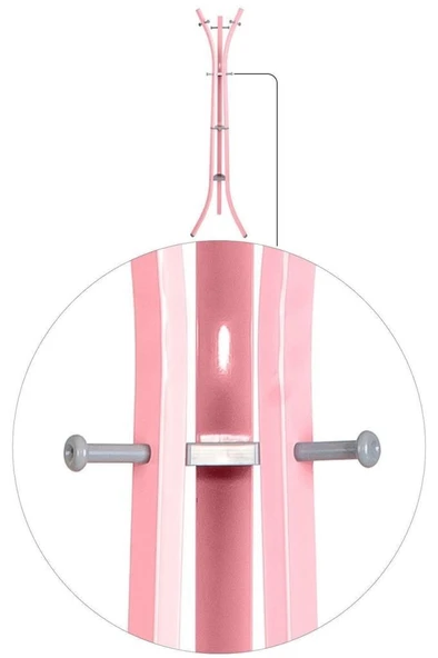 Perilla Metal Lobby 360 Ayaklı Portmanto Askılık Pembe 40 cm 185 cm - Resim 3