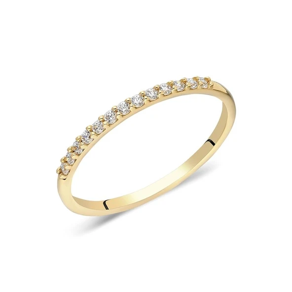 Yarım Tur Altın Yüzük - 14 Ayar Altın 0.25 Karat Zirkon Taşlı Yarım Tur Minimal Yüzük
