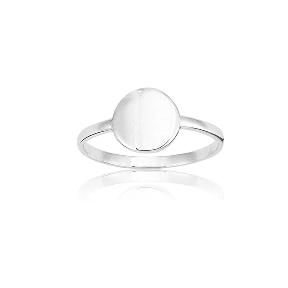 Şövalye Altın Yüzük - 14 Ayar Altın Yuvarlak Harf Yazılabilir Mühür Minimal Yüzük - Hediyelik Yüzük - 11