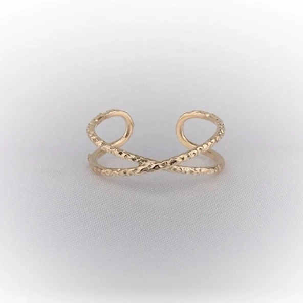 Taşsız Altın Yüzük -14 Ayar Altın Dövme Taşsız Kadın Yüzük - Eşe Sevgiliye Hediyelik Altın Yüzük - 12