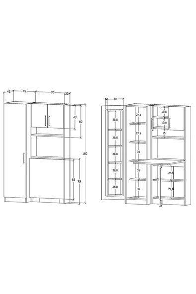 BOZCA KATLANIR MASALI ÇOK AMAÇLI KİLER DOLABI - Resim 5