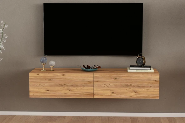 LENDA Erba 2 Kapaklı Duvara Monte Tv Ünitesi - Atlantik Çam - 3