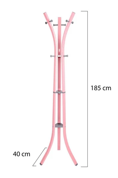 Perilla Metal Lobby 360 Ayaklı Portmanto Askılık Pembe 40 cm 185 cm - Resim 5