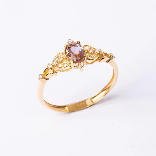 Altın Yüzük - 0.50 Karat Love Zultanit Taşlı Prenses 14 Ayar Altın Evlilik Teklifi Yüzüğü - Resim 3