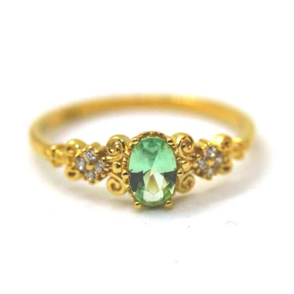 Altın Yüzük - 14 Ayar Altın Oval Topaz Taşlı Evlilik Teklifi Yüzüğü - Eşe, Anneye, Sevgiliye Hediye - 7