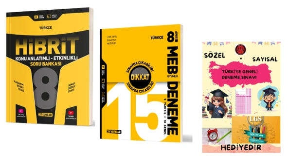 HIZ YAYINLARI 8. SINIF HİBRİT TÜRKÇE SORU BANKASI- TÜRKÇE 15li DENEME ve Hediye ürün görseli
