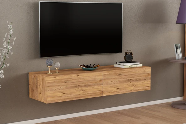 LENDA Erba 2 Kapaklı Duvara Monte Tv Ünitesi - Atlantik Çam