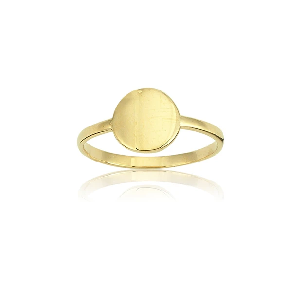 Şövalye Altın Yüzük - 14 Ayar Altın Yuvarlak Harf Yazılabilir Mühür Minimal Yüzük - Hediyelik Yüzük - 9