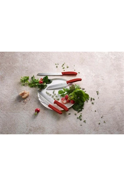 Victorinox 6.8521.17B 17cm Kırmızı Santoku Bıçağı, Blisterli Paket - 4