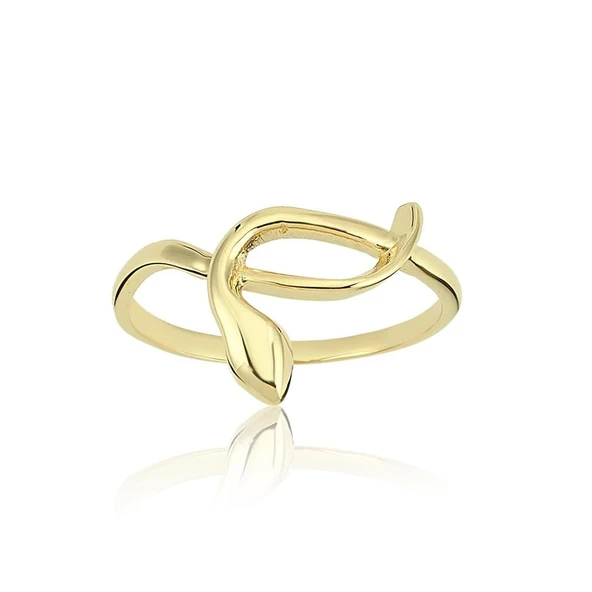 Taşsız Altın Yüzük - 14 Ayar Altın Yılan Taşsız Yüzük - Eşe, Sevgiliye Hediyelik Altın Yüzük - 3