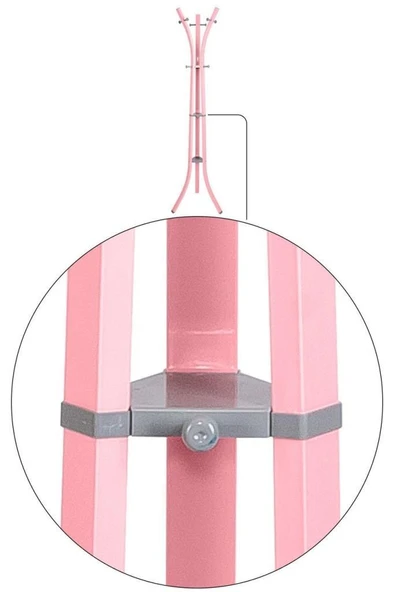 Perilla Metal Lobby 360 Ayaklı Portmanto Askılık Pembe 40 cm 185 cm - Resim 2
