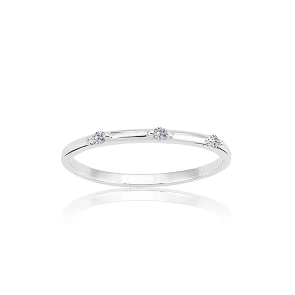 Tria Altın Yüzük - 14 Ayar Altın Üç Taş Zirkon Taşlı Minimal Yüzük - Minimal Altın Yüzük - Resim 7