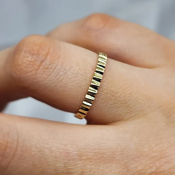 Taşsız Altın Yüzük - 14 Ayar Altın Taşsız Minimal Kadın Yüzük - Hediyelik Minimal Altın Yüzük - 23