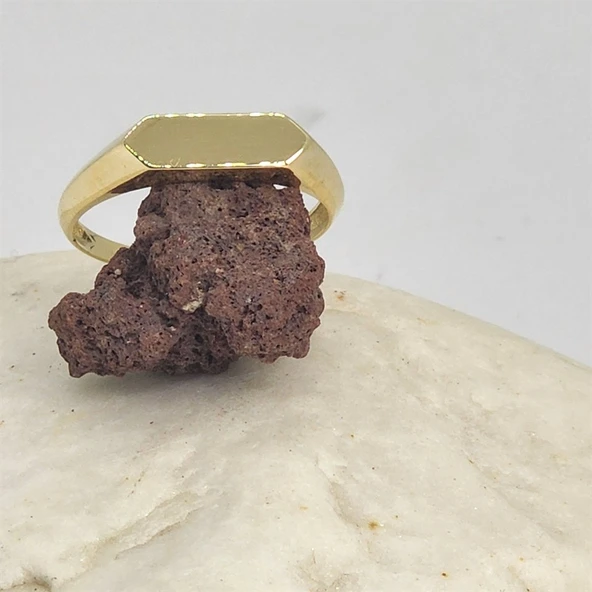 Şövalye Altın Yüzük - 14 Ayar Altın Şövalye Harf İsim Yazılabilir Yüzük - Kişiselleştirilir Yüzük - 5