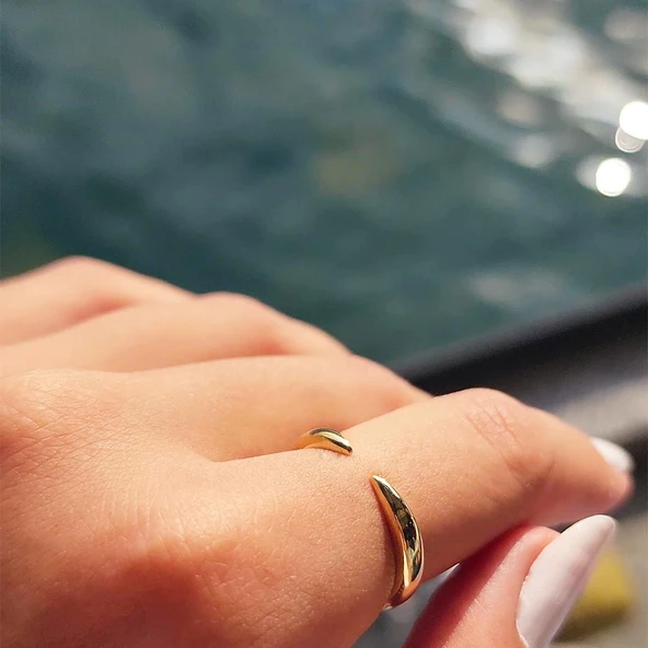 Taşsız Altın Yüzük - 14 Ayar Altın Taşsız Minimal Sade Tasarım Yüzük - Hediyelik, Minimal Yüzük - Resim 4