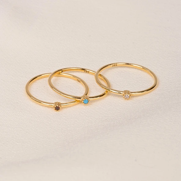 Tektaş Altın Yüzük - Turkuaz Taşlı Minimal 14 Ayar Evlilik Teklifi Yüzüğü - Resim 12