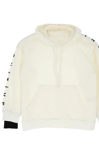 Kız Çocuk 2 İplik-Kapüşonlu-Manşeti Panelli Ve Garnili Sweatshirt 12-16 Yaş 12395 - Resim 5