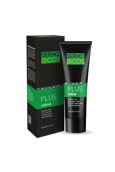 Dermodıcos Plus Krem 30 ml Akne Ve Lekelerde (ÇAY AĞACI YAĞI / TEA TREE OIL - AZELAİK ASİT)