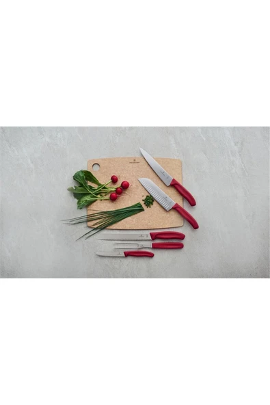 Victorinox 6.8521.17B 17cm Kırmızı Santoku Bıçağı, Blisterli Paket - 3