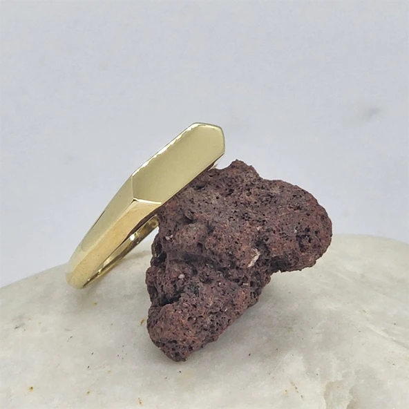 Şövalye Altın Yüzük - 14 Ayar Altın Şövalye Harf İsim Yazılabilir Yüzük - Kişiselleştirilir Yüzük - 6