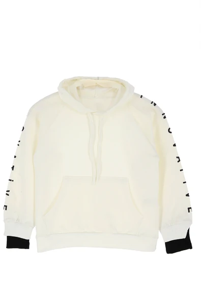 Kız Çocuk 2 İplik-Kapüşonlu-Manşeti Panelli Ve Garnili Sweatshirt 12-16 Yaş 12395 ürün görseli