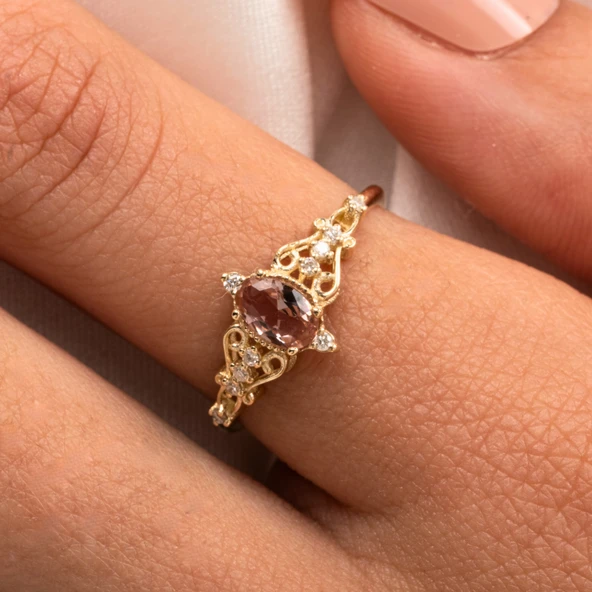 Altın Yüzük - 0.50 Karat Love Zultanit Taşlı Prenses 14 Ayar Altın Evlilik Teklifi Yüzüğü - Resim 9