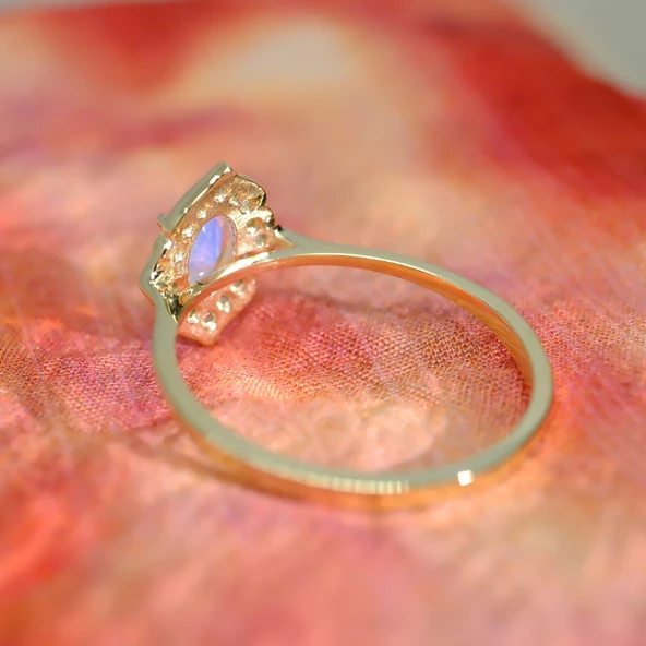 Evlilik Teklifi Altın Yüzük - 14 Ayar Altın Pembe Taşlı Evlilik Teklifi Yüzüğü - Hediyelik Yüzük - 12