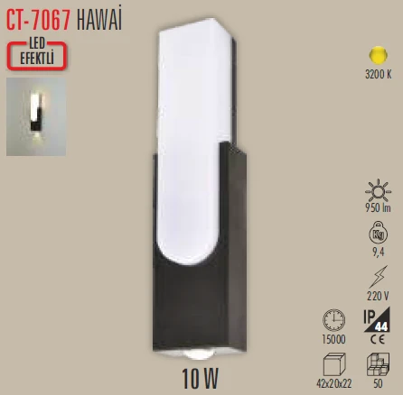 Cata Ct 7067 10W Hawai Dış Mekan LED Aplik