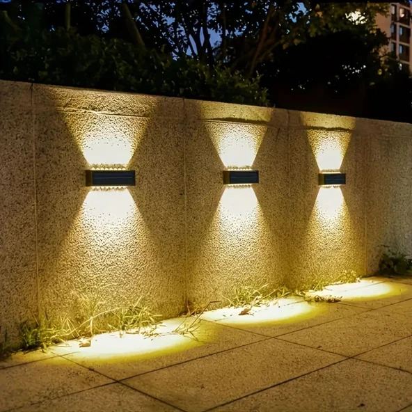 ShopyTech 12 LED Güneş Enerjili Çift Yönlü Duvar Lambası IP65 Otomatik Gece Aydınlatma Kablolamasız Montaj ürün görseli