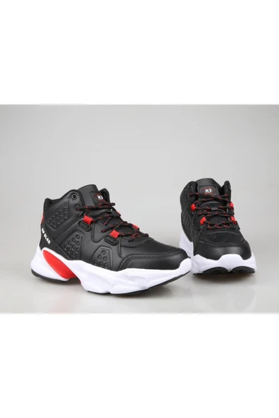 M.P. Erkek Bağcıklı Siyah-Kırmızı Basketbol Ayakkabısı - Resim 4
