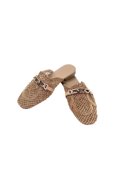 Femin Kadın Term Nut Taş Detaylı Triko Terlik 1cm - Resim 4